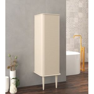 Colonne de salle de bains avec pieds 1 porte H.123 cm, beige coton mat, IDRA