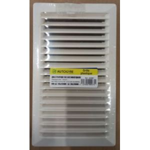 Grille d'aération PVC Autogyre avec moustiquaire blanche 100 x 200 mm