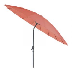Parasol centr&eacute; inclinable en rond ouverture manivelle toile terracotta GoodHome Temara