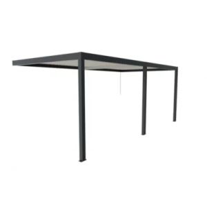 Pergola bioclimatique adoss&eacute;e manuelle Salto Alumin'home aluminium gris fonc&eacute; RAL 7016 - 6 x 3 m
