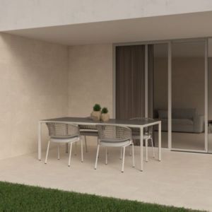 Carrelage sol ext&eacute;rieur en gr&egrave;s c&eacute;rame &eacute;maill&eacute; effet b&eacute;ton beige l.30 x L.60 x &eacute;p. 0.9 cm District