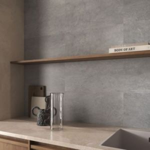 Carrelage sol et mur intérieur gris clair effet pierre L.60,4 x l.30 cm x ép.7,4 mm, Mitha