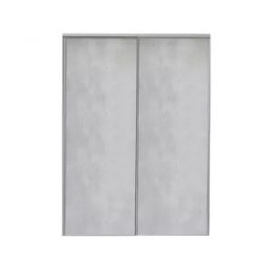 Lot de 2 portes de placard coulissantes d&eacute;cor b&eacute;ton gris clair 180 x 250 cm