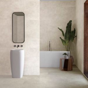 Carrelage mural intérieur effet béton blanc cassé L.90 x l.30 cm x ép.10,5 mm, Baldocer Asphalt