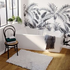 Baignoire asymétrique gauche 160x90 cm, blanc, Teesta GoodHome