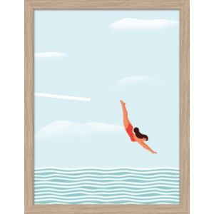 Image encadr&eacute;e plongeon Dada Art l.30 x H.40 cm bleu