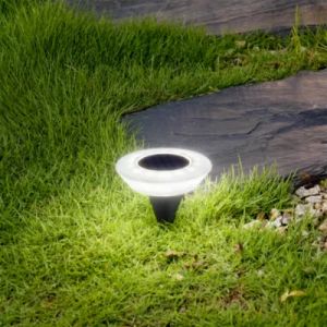 Spot &agrave; piquer solaire LED ext&eacute;rieur rond blanc 0,07 W 6 lm rechargeable IP44