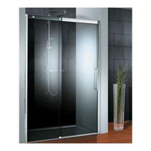 Porte de douche coulissante gauche l.140 x H.200 cm, verre transparent, profil&eacute; chrom&eacute;, Schulte MasterClass