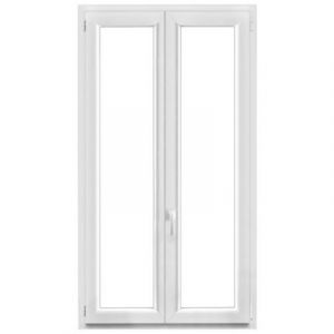 Fenêtre 2 vantaux oscillo-battante, tirant droit double vitrage GoodHome en PVC blanc l.105 x H.178 cm