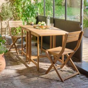 Table de jardin pliante Lyco bois d'acacia L.134,5 x l.63 x H.74 cm GoodHome