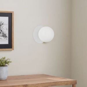 Applique murale ronde en verre et m&eacute;tal blanc &Oslash;20cm G9 IP20 33W Corep