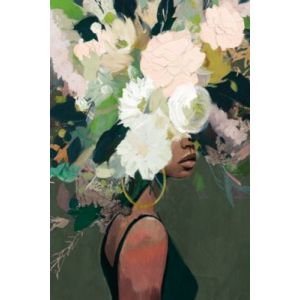 Tableau sur toile peint à la main motifs fleurs blanches l.63 x H.93 cm Dada Art