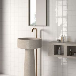 Fa&iuml;ence murale unie blanc brillant L.10 x l.10cm x &eacute;p.0,8mm, Equipe Ceramica Twist