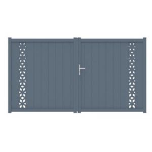 Portail battant auteuil géométrique 300x165,5 cm Gris anthracite 7016 Jardimat