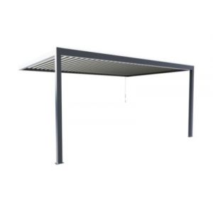 Pergola bioclimatique adoss&eacute;e l.5,11 x H.2,5 x P.3,5m gris manuelle aluminium Alumin'home Salto