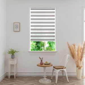 Store enrouleur jour / nuit sans per&ccedil;age Elin 2 gris b&eacute;ton l.90 x H.240cm Goodhome