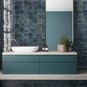 Fa&iuml;ence murale Funny Vintage bleu nuit 10 x 10 cm