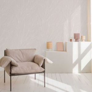 Papier peint vinyle expans&eacute; sur intiss&eacute; Folia feuillage rose L.1005 x l.53cm Lut&egrave;ce