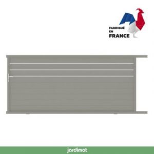 Portail Jardimat coulissant aluminium Alpes Trio gris quartz - 400 x h.160 cm