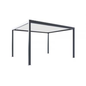 Pergola bioclimatique l.4,21 x H.2,5 x P.3,5m gris et blanc motoris&eacute;e aluminium Alumin'home Salto + led int&eacute;gr&eacute;es