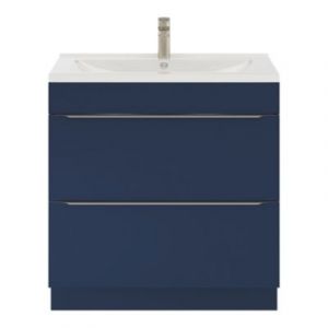 Meuble vasque à poser bleu nuit mat l.80 cm Imandra + plan vasque blanc céramique Nira, GoodHome