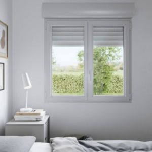 Fenêtre PVC 1 vantail oscillo-battant + volet roulant électrique GoodHome blanc - l.80 x h.95 cm, tirant gauche
