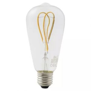 Lot 2 ampoules LED à filament ST64 E27 470lm 4.9W = 40W Ø6.4cm Diall blanc chaud