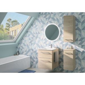 Ensemble meuble sous vasque l.55 cm bois + vasque céramique Selva Geberit