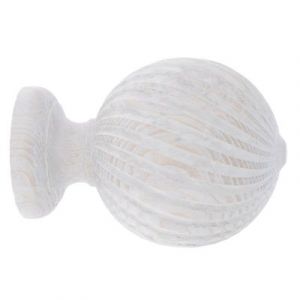 Embout boule stri&eacute;e pour barre &agrave; rideau Chalki bois de fr&ecirc;ne blanc &Oslash;28mm GoodHome