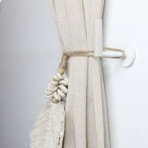 Porte embrasse moderne bois de hêtre blanc Ø11 cm L.50cm blanc Mobois - 2 pièces