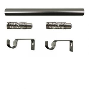 Kit de tringle à rideau extensible embout bouchon Athens GoodHome 120/210 cm, Ø16/19mm gris