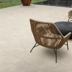 Carrelage sol ext&eacute;rieur en gr&egrave;s c&eacute;rame &eacute;maill&eacute; effet pierre ivoire l.60 x L.30 x &eacute;p.0.8 cm Ardesi