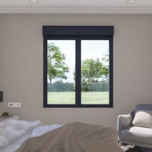 Fenêtre alu 2 vantaux oscillo-battant + volet roulant électrique GoodHome gris - l.100 x h.105 cm