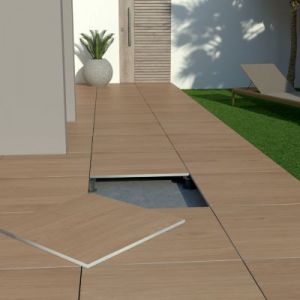 Carrelage sol ext&eacute;rieur en gr&egrave;s c&eacute;rame &eacute;maill&eacute; effet bois taupe l.60 x L.60 x &eacute;p.2 cm Parkwood