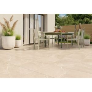 Carrelage sol ext&eacute;rieur effet pierre beige mat L.45 x l.45 cm x &eacute;p.8 mm, Alaplana Bodo