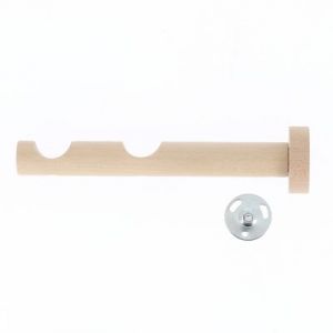 Support tige double tringle &agrave; rideau bois de h&ecirc;tre beige &Oslash;28mm L.130/200mm Mobois