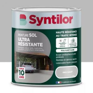 Peinture sol ext&eacute;rieurl Ultra r&eacute;sistante gris galet satin Syntilor 500 ml
