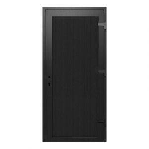 Porte de service pvc pleine gris anthracite ext. et blanc int. 80 x h.205 cm poussant gauche