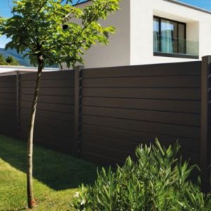 Lame de cl&ocirc;ture PVC persienn&eacute;e gris anthracite Morey L.179 x H.14,5 cm, &eacute;p. 21 mm (lot de 3)