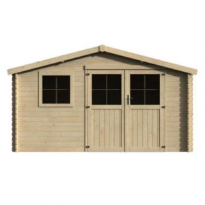 Abri de jardin Fr&eacute;vent en bois brut &eacute;p.28 mm surface ext&eacute;rieure totale 13.69m&sup2;