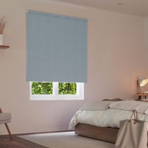 Store enrouleur occultant bleu marine tissu double face l.120cm x H.190cm Madeco