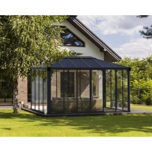 Tonnelle de jardin ferm&eacute;e autoportante Ledro 3x4.3m Gris