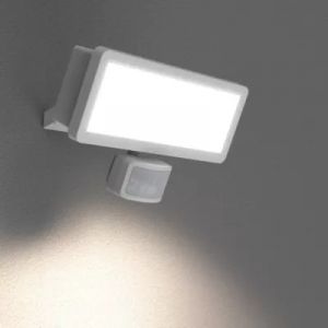 Projecteur mural LED ext&eacute;rieur blanc 30 W 3750 lm d&eacute;tecteur de mouvement IP65, GoodHome Davern