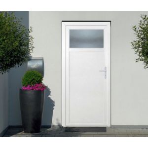 Porte de service 1/4 vitrée PVC 90 x h.205 cm poussant gauche