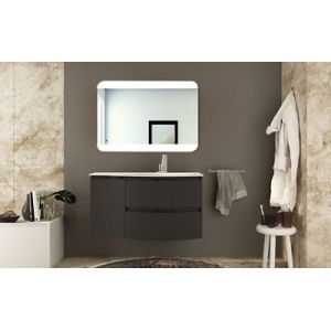 Meuble sous vasque graphite Vague 104 cm + complément gauche + plan vasque en résine
