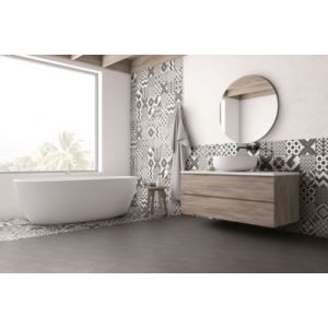 Carrelage sol et mur Glamour Slate Mix 20 x 20 cm effet carreaux de ciment noir et blanc