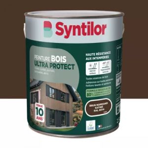 Peinture bois ext&eacute;rieur marron brun normand RAL 8014 satin Syntilor Ultra Protect 2.5 L