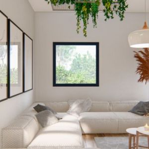 Fen&ecirc;tre fixe double vitrage GoodHome en aluminium gris l.63 x H.77 cm