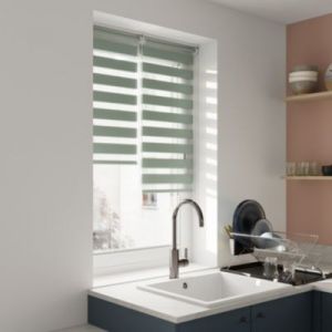 Store enrouleur jour / nuit sans per&ccedil;age Elin 2 vert c&eacute;ladon l.40 x H.140cm Goodhome