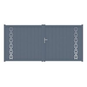Portail battant auteuil géométrique 350x165,5 cm Gris anthracite 7016 Jardimat